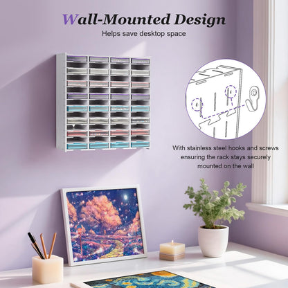 Krafetto 60 Grids Diamond Painting Tray Organizer Holder, Diamond Art Trays with Lid Storage Tower, Wall-Mountable Tray Containers Shelves (Trays are Not Included)
