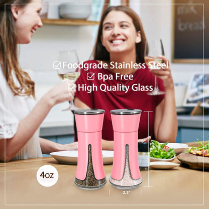 Aelga Pink Salt and Pepper Shakers - Pink Kitchen Accessories and Decor for Kitchen, Restaurants, Camp, BBQ