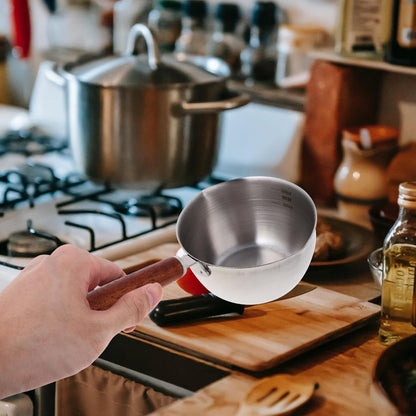 HEMOTON Butter Melting Pot, 150ml Stainless Steel Saucepan with Spout for Ramen, Milk, Cheese