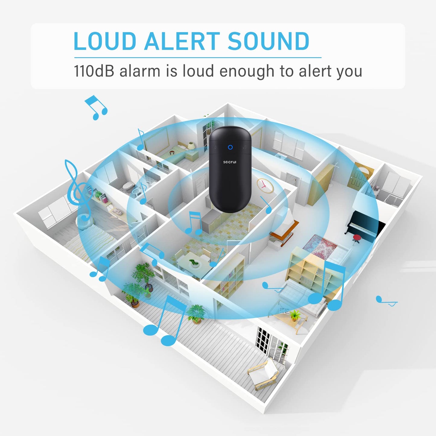 SECRUI Door Chime, Door Open Sensor Chime for Business/Home When Entering, Adjustable Volume, Easy Installation, 400ft Range, 52 Chimes, M508+D7