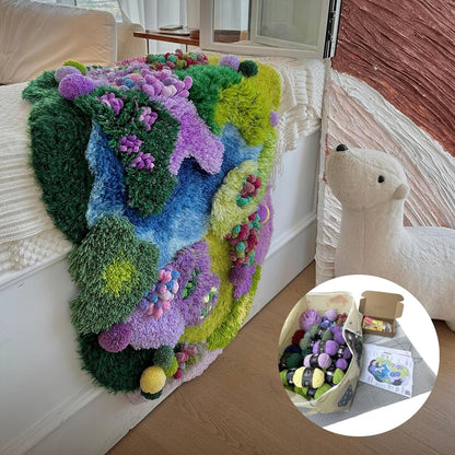 Latch Hook Rug Kit DIY Crochet Carpet for Adults Kids Beginners, Moss Garden Pre-Printed Canvas Yarn Rug Hooking Kits, Creative Craft Home Decor Ideal for Learning Rug Making