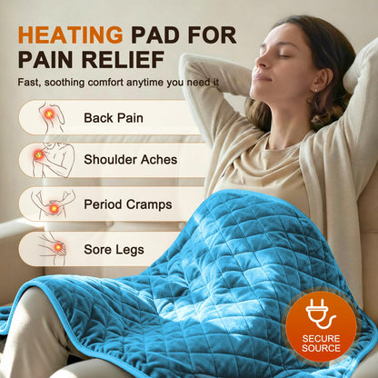 Electric Heating Pad for Period Cramps - 35"x20" XL Large Heated Pads for Back, Neck, Shoulder & Legs Pain Relief, Moist Heat Option, Machine Washable, 6 Heat Settings, Auto Shut Off, Soft Velvet