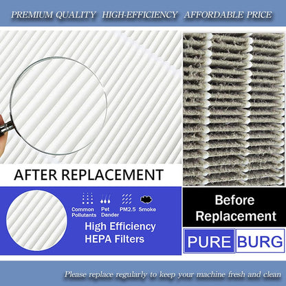 PUREBURG Vital 100-RF Replacement Filter - Compatible with LEVOIT Vital 100 Air Purifier, 2-Pack H13 HEPA