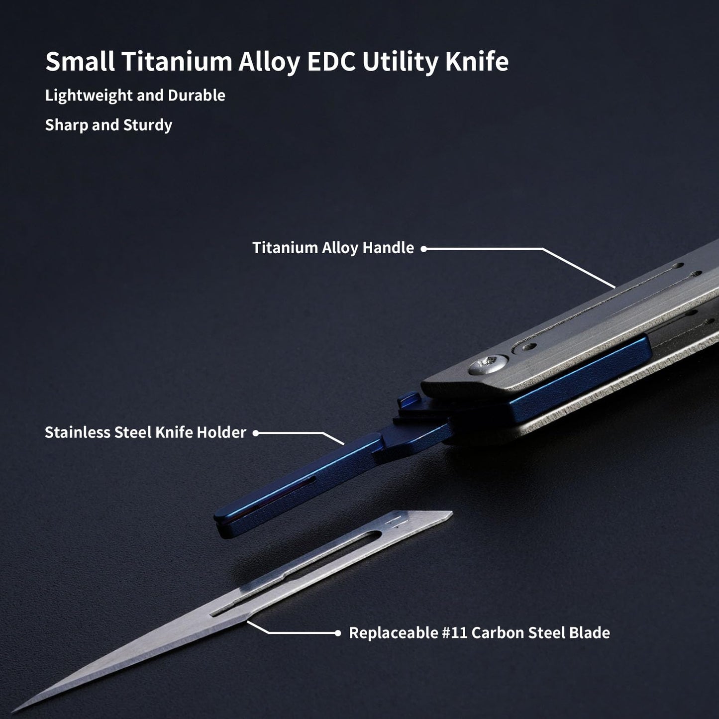 TIKIDESIGN Titanium Folding Scalpel Knife – Includes 10 #11 Replaceable Blades, Keychain EDC Pocket Tool for Precision Cutting, Outdoor, Craft & Daily Use – Lightweight, Durable, Razor-Sharp Utility Knife(Black)