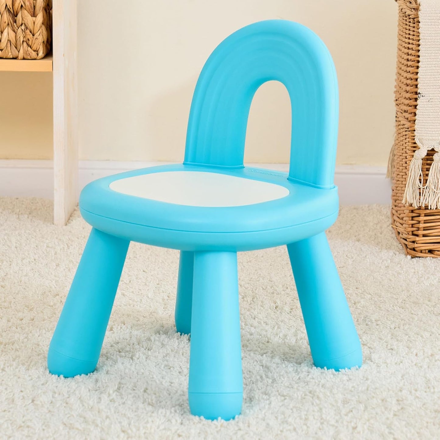 1-3, KidBloom Toddler Chair, Kids Chair for Table with Ergonomic Rainbow Backrest, Durable Small Versatile Plastic