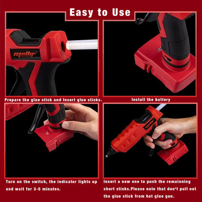 Mellif Cordless Hot Glue Gun Compatible with Milwaukee 18V Battery(Tool Only), Handheld Electric Power Glue Gun Full Size for Arts & Crafts & DIY with 20 0.43" Glue Sticks