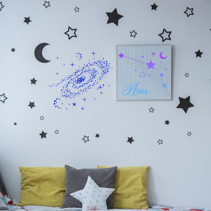 Reusable Star Painting Stencil Set - 24 Pcs Astronomy Planet Reusable Painting Template for Journal Canvas Decoration, Zodiac Signs Drawing Art Stencils for DIY Home Wooden Wall Floor Decor