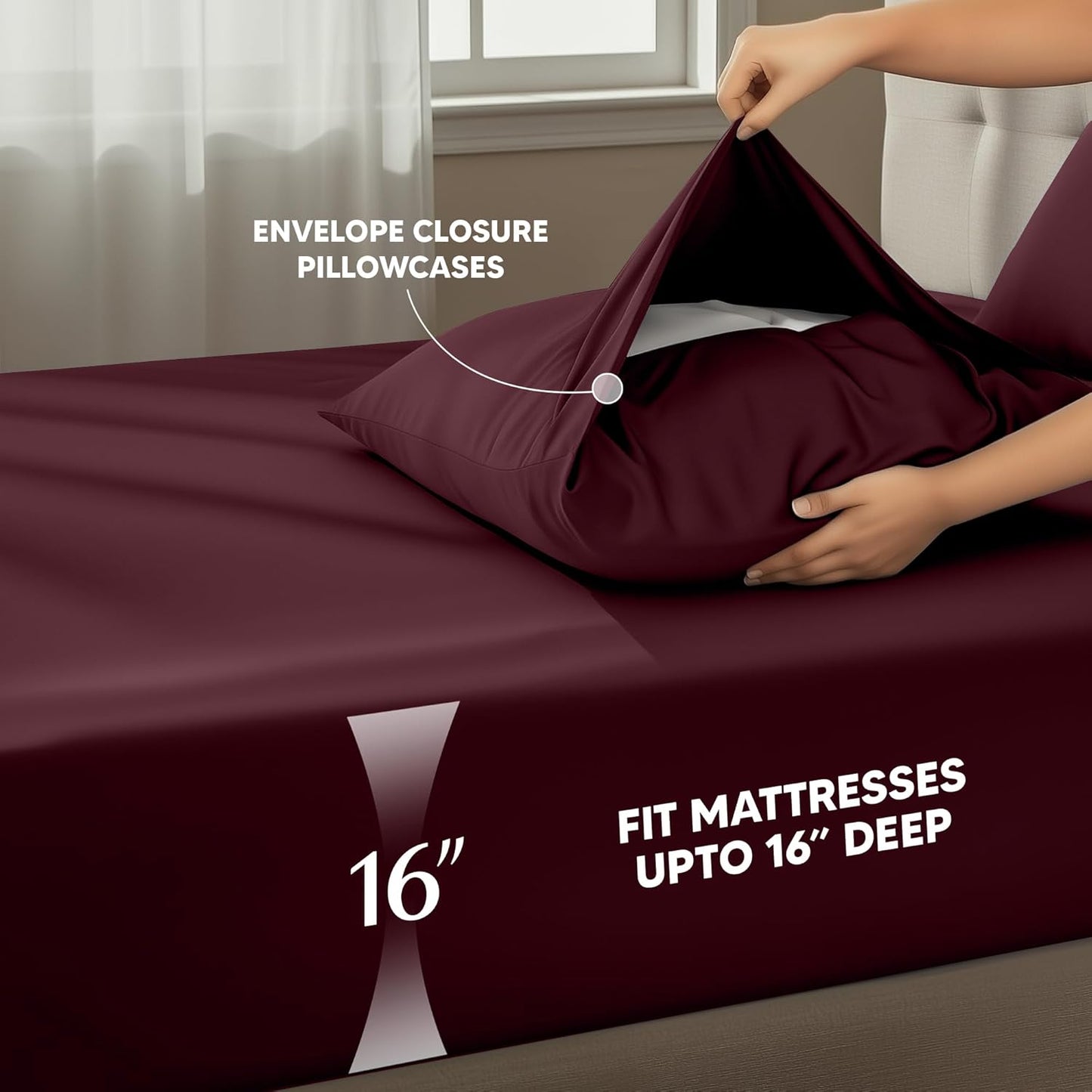 Utopia Bedding King Size Sheet Set - Soft, Breathable Microfiber | 4-Piece in Burgundy, Oeko-Tex Certified