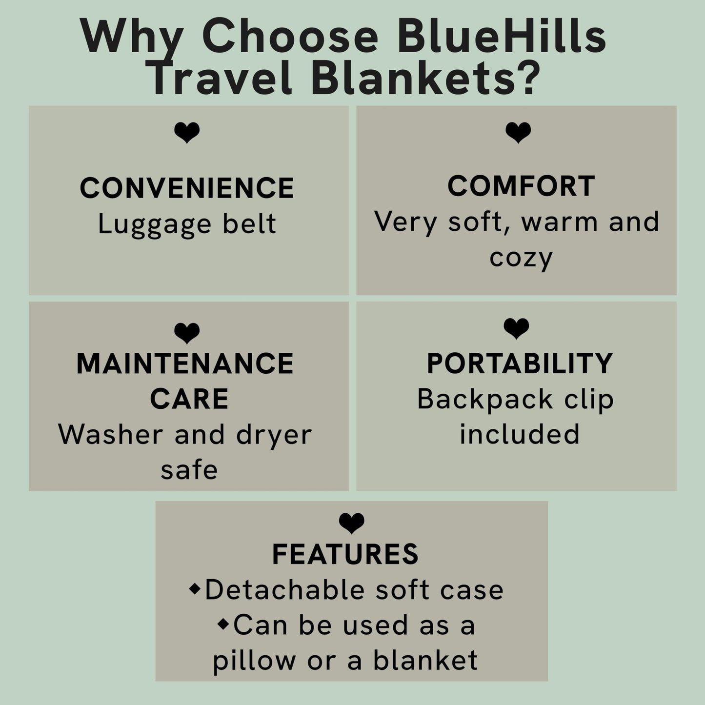BlueHills Premium Soft Travel Blanket Pillow Airplane Blanket Packed in Soft Bag Pillowcase with Hand Luggage Belt Compact Pack Large Long Flight Essentials Portable Navy Blue T002
