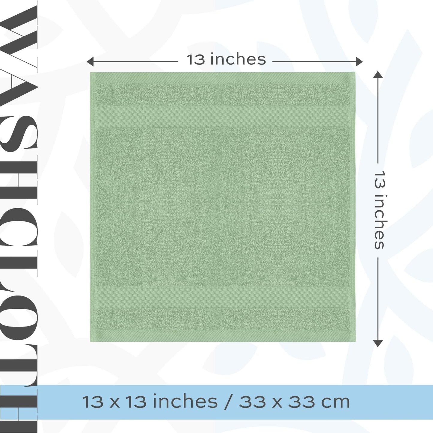 13x13 Inch 650 12 Pack, White Classic Luxury Cotton Washcloths - GSM Turkish Cotton | Hotel, Spa, Bathroom Face Towel |