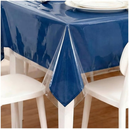 Nuciae Clear Plastic Tablecloth Protector 100% Waterproof Vinyl Table Cover Rectangle Table Cloth Protector Crystal Clear Plastic Tablecloth Cover for Dining Tables Parties Camping 55" x 70" 4-6