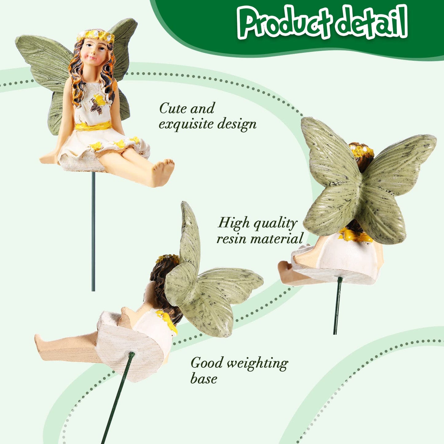 Bucherry 12 Pieces Garden Mini Fairies Figurines Miniature Fairy Sculpture Decoration Tiny Garden Accessories for Home Outdoor Yard Lawn Flower Pot Decor (Elegant)