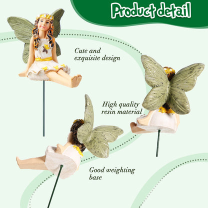 Bucherry 12 Pieces Garden Mini Fairies Figurines Miniature Fairy Sculpture Decoration Tiny Garden Accessories for Home Outdoor Yard Lawn Flower Pot Decor (Elegant)