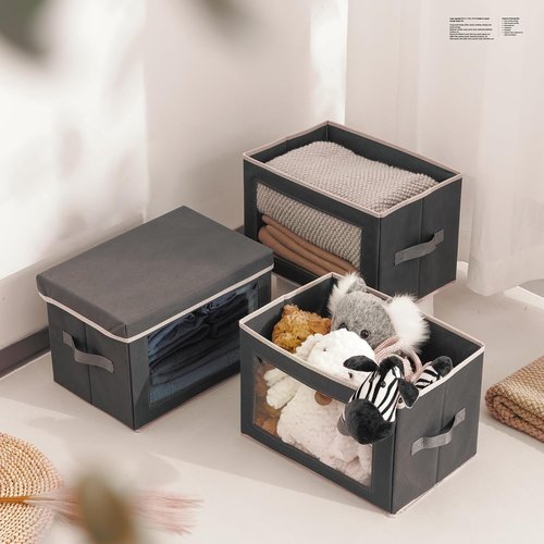 Homsorout Storage Bins - Collapsible Fabric Boxes with Lids for Organizing Clothes & Towels | 3-Pack & 6-Pack Options
