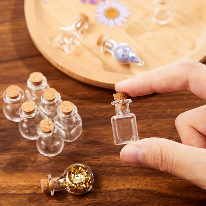 Patelai 50 Pcs Mini Glass Bottles Jars with Cork Stoppers Tiny Cork Glass Bottles Halloween Small Wishing Message Jars DIY Decor for Winter Christmas Party Wedding Baby Shower Favors(Classic Shape)