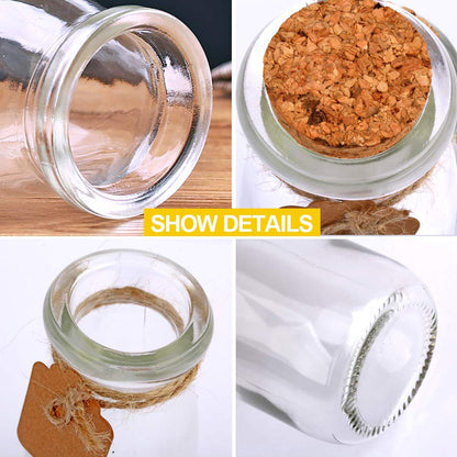 Brajttt 30Pcs Glass Favor Jar With Cork Lids，100 ML 3.4oz Potion Bottles,Small Apothecary Jars,Multifunctional,for Party Wedding Favors Halloween,Great Decoration