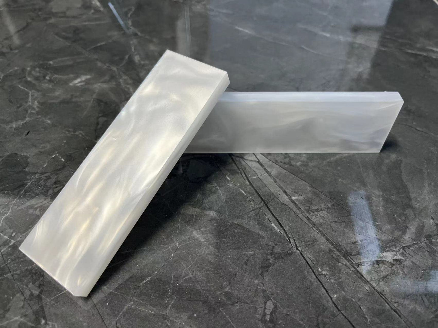 YEEYOUNG White Pearl Resin Acrylic Epoxy Resin Material Scales Blanks For Knife Handle Pistol Grips Shell Plate High Gloss Blank Slabs DIY Tool - 2/Pack