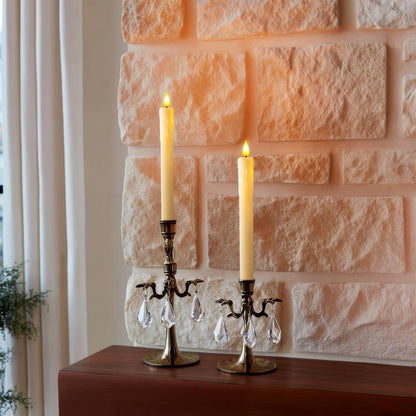 Homemory 3 Pcs Real Wax Flameless Taper Candles with Remote Timer and Dimmer, Battery Operated Candlesticks with Flickering Light, Ivory Window Candles, 9.6 Inches for Wedding Home Decor