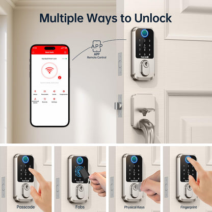 WiFi Smart Locks for Front Door: Hornbill Keyless Entry Door Lock with Handle, Fingerprint Keypad Deadbolt Front Door Lock Set, Electronic Biometric Digital Lock, App Remote Control, Oil Rubbed Bronze