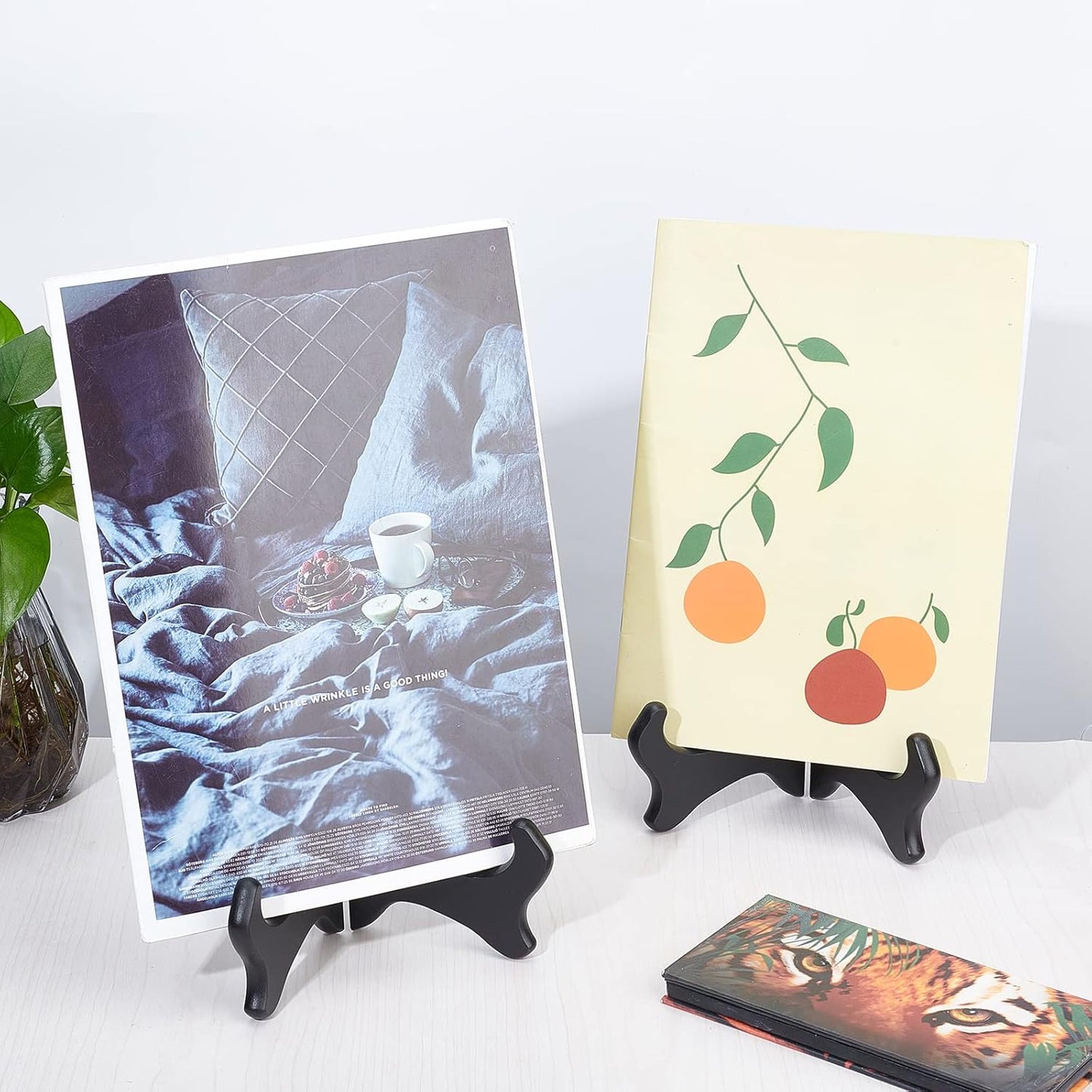 GORGECRAFT 2 Packs Wooden Display Stand, Black Easels for Home Displaying Picture Photo Books, 7 Inch