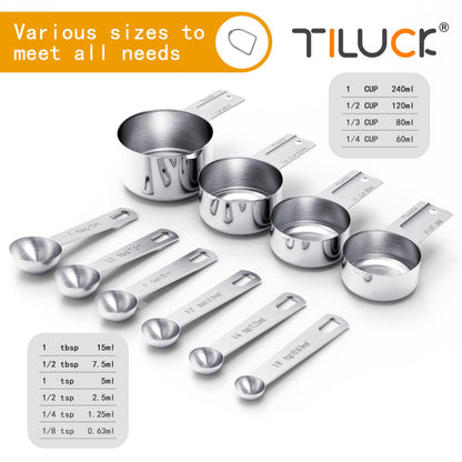 TILUCK Stainless Steel Measuring Cups & Spoons Set, Cups and Spoons,Kitchen Gadgets for Cooking & Baking (10)