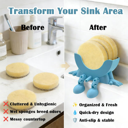 FKSWSQY 3D countertop Upgraded Hanging Sponge Rack with Drainage Holes, Suitable for Kitchen Sinks, Printed Fun Sponge