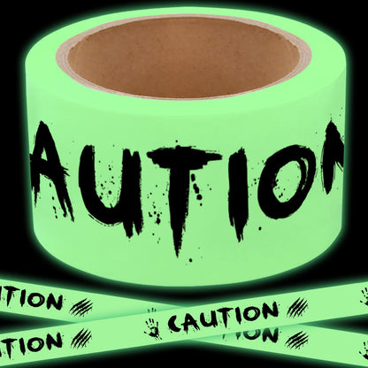 Zeptrix Glow in The Dark Halloween Decorations Caution Tape 2inx32.8ft Scary Warning Glow Tape Roll Indoor Outdoor Barricade Safety Night Decor Spooky DIY Home Party Door Danger Zones Office Yard