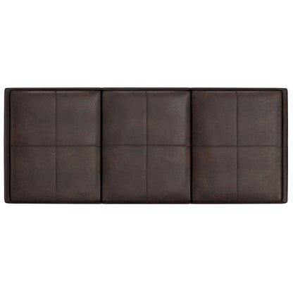 SIMPLIHOME Avalon Storage Ottoman - 42 inch Wide Upholstered Vegan Leather Rectangular Flip-Top Ottoman in Distressed Brown, Contemporary Coffee Table Ottoman for Living Room with Hidden Storage