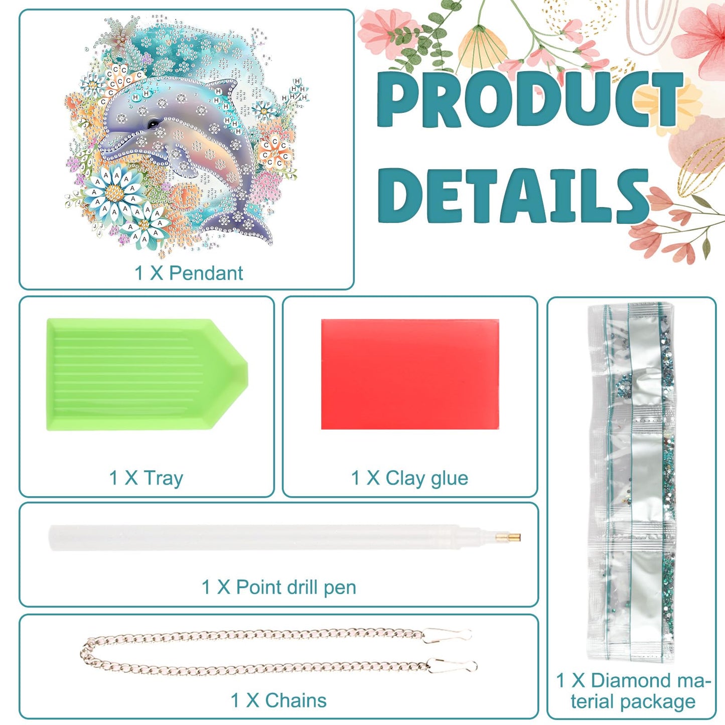 DOMROM Dolphin Diamond Art Hanging Kits for Adults Beginners, Special Shaped Crystal Diamond Painting Dolphin Pendant, DIY Diamond Art Suncatchers Animal for Home Garden Wall Decor Gift