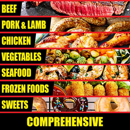 Air Fryer Magnetic Cheat Sheet - Large Print Easy to Read Airfryer Accessory - Air Fryer Cooking Times Chart Magnet, Airfry Cookbook Guide, Kitchen Cheat Sheet, Airfryer Oven Accessories 2025 (Red)