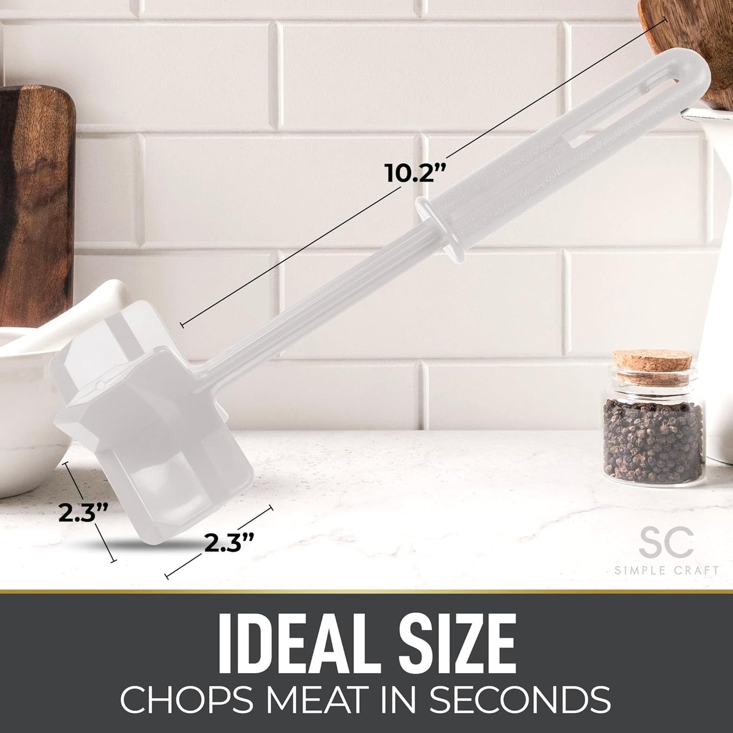 Simple Craft Meat Chopper, Premium Meat Masher & Hamburger Chopper Utensil, Perfect for Cooking, Baking, Turkey, Mashed