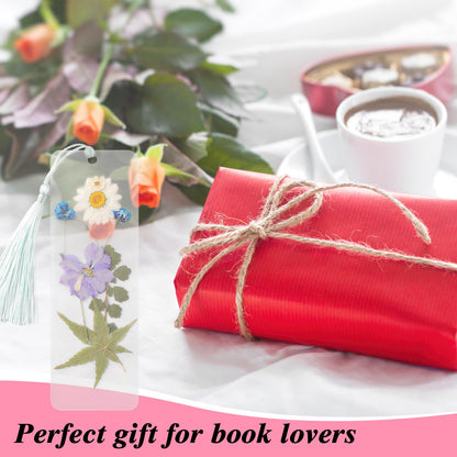 WSICSE 326Pcs Pressed Flower Bookmark Making Kit, Includes 125 Dried Flowers, 100Pcs 12 Mils Bookmarks Laminating Pouches, 100 Tassle and 1 Puncher, DIY Bookmark Kit for Book Lovers(1.96 x 5.9'')