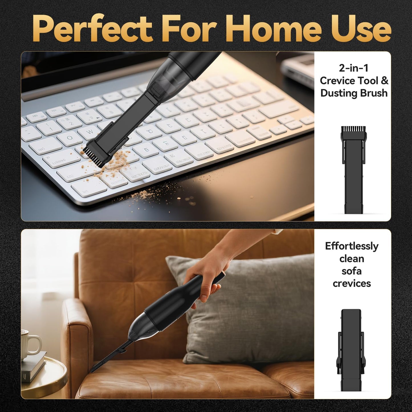 Blozor Handheld Vacuum Cordless -Car Vacuum Portable Rechargeble -Hand Held Small Vacuum Cleaner Car Seats, Home, Quick Clean up, Strong Suction, Lightweight, Includes Crevice Nozzle & Brush-H3