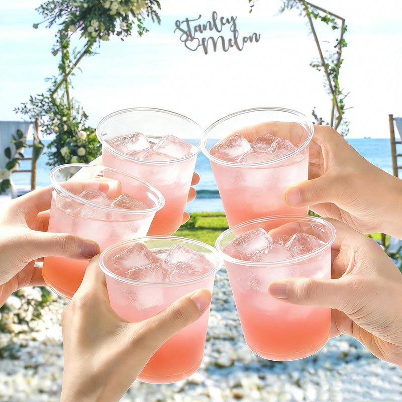 Jycnolm 100 Pcs Round Bottom Plastic Cups 12 oz Disposable Stemless Wine Glasses Cocktail Clear Party Cups for Meeting, Wedding, Birthday, Party Supplies