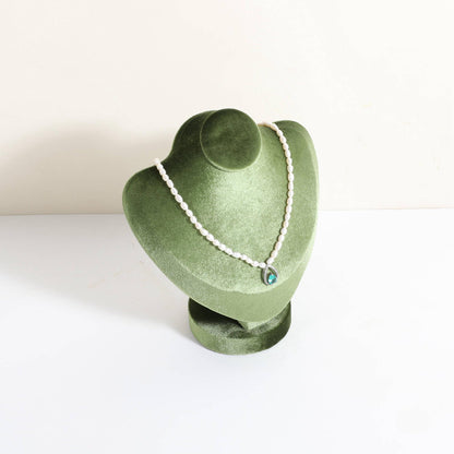 CHISTOR Velvet Necklace display stand for Selling, Jewelry Bust Mannequin for Show, Small Necklace Holder Stand【Green】