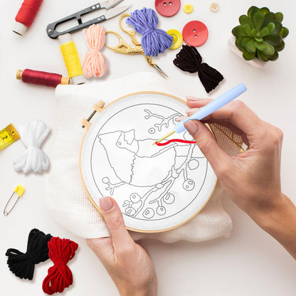 SmoothNovelty DIY Punch Needle Kits for Beginners with Hoop Embroidery Fabric Instructions Thread Punch Needle Craft Set Easy for Starter Adults and Children Gift Decoration, 20x20cm-4(Cardinal Bird)