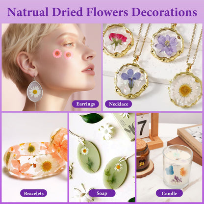 NESCCI 428 Pcs Dried Pressed Flowers for Resin,Real Nature Dried Flowers for Crafts Bulk Dry Flowers Leaves Kit Used for Resin Molds Scrapbooking DIY Art Crafts Candle Soap Making Nails Décor