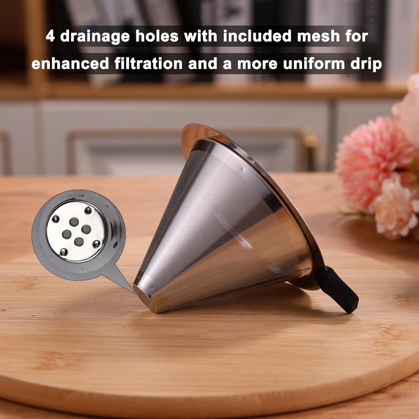 Small Size Pour Over Coffee Dripper, CAMPINGLIFE Reusable Stainless Steel Maker for 1-2 Cup (Silver)
