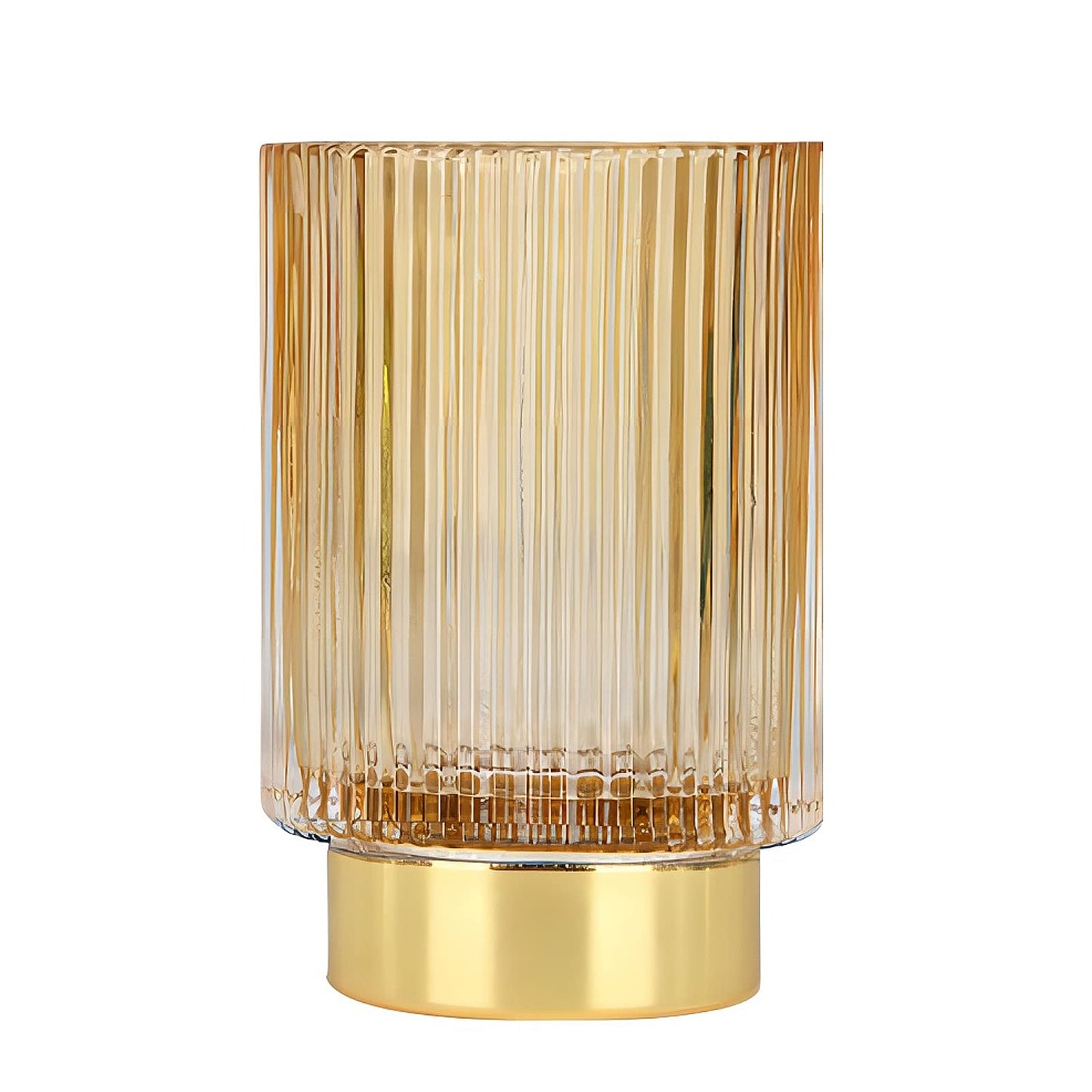 DASITON Makeup Brush holder Organizer,Crystal Cosmetic Makeup Brush Glass Brushes Storage Holder, Vintage Make Up Brush Cup Pen Pencil Holder striped vase(Coffee L)