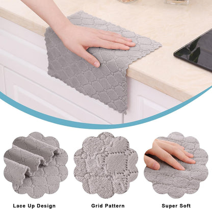 24 Pack (10 10 Inches, Homaxy Kitchen Dish Cloths x Grey), Super Soft and Absorbent Coral Velvet Dish Towels, Nonstick