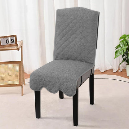 H.VERSAILTEX 100% Waterproof Dining Chair Covers Set of 4 Teddy Fleece Kitchen Chair Covers Parson Chair Slipcovers for Kitchen Dining Room, Grey