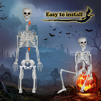 XONOR 3ft Halloween Skeleton Human Full Body Skeleton Decorations for Halloween Party Haunted House Supplies (1pc)