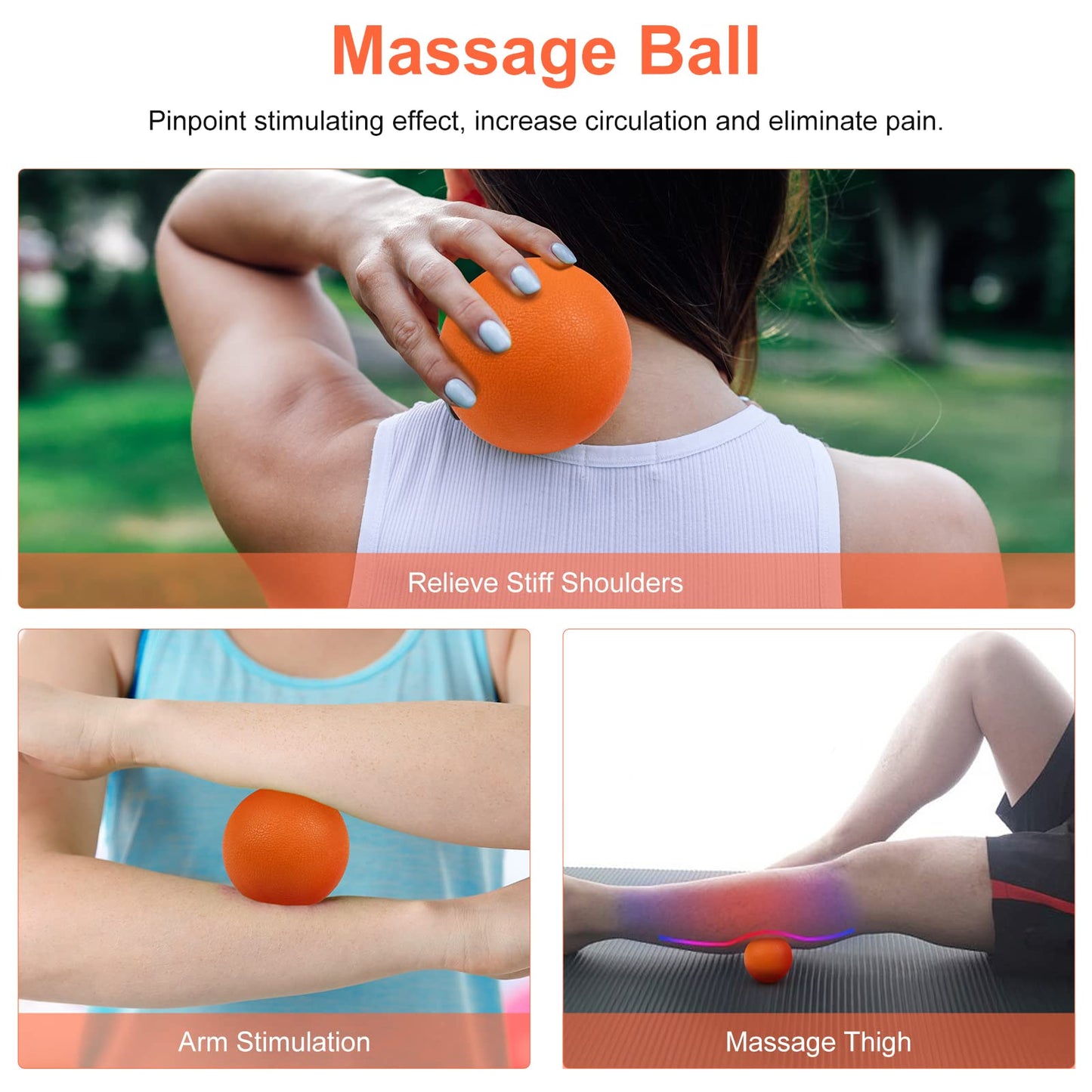 5 in 1 Foam Roller Set: Trigger Point Roller, Yoga Stick, Massage Ball, Fitness Stretching Strap, Carrying Bag, Towel for Deep Muscle Massage, Pilates and Yoga