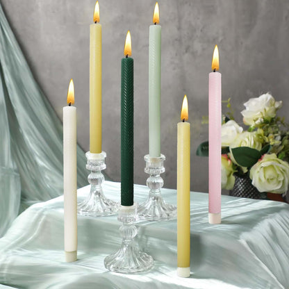 10in Arrow Taper Candles Set of 2 Pack Striped Tapered Candle,Decorative Threaded Candle for Dinner Party Wedding,Kitchen Decors,Christmas,Halloween (2, Arrow Light Yellow, 10in)