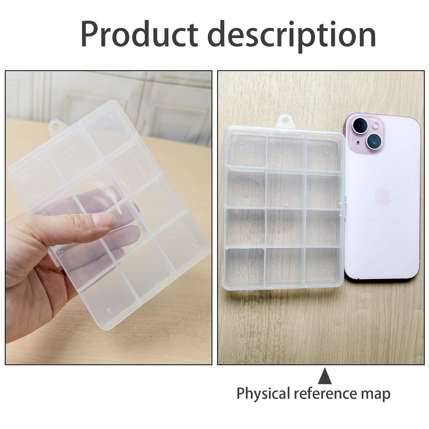JESEP YONG Small Plastic Organizer Box 10 packs12 Grids Clear Storage Container Jewelry Case with Fixed Dividers for Beads Art DIY Crafts Jewelry Fishing Tackles 5.04 * 3.82 * 0.87 inches