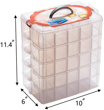 Sooyee 5 Layers Stackable Storage Container Clear 50 Adjustable Compartments,Compatible with Small Toys Arts and Crafts Piping Tips Hardware Storage Organizer