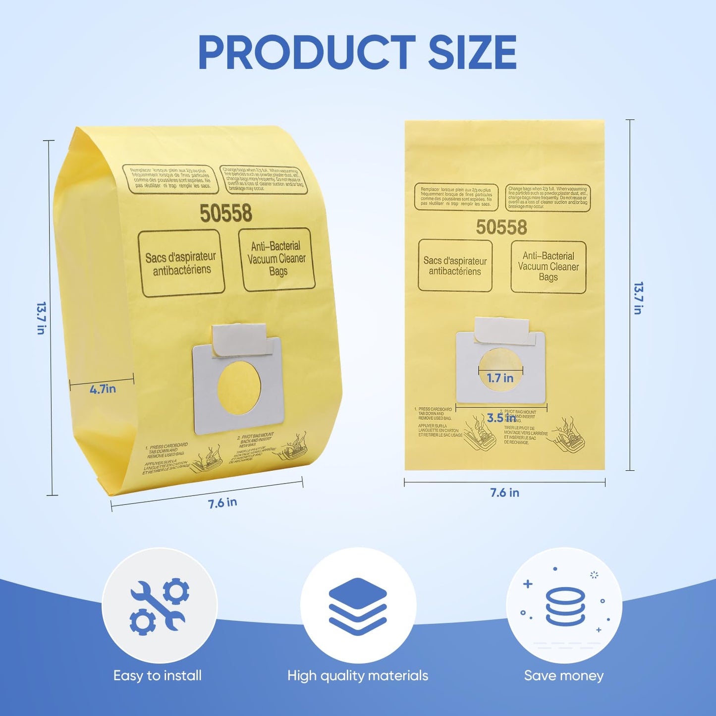 BIHARNT 20 Pack vacuum bags Compatible with Kenmore Canister 5055, 50557,50558 and Type C,C-18, 53292, 200 Series, 400 Series, 600 Series, 700 Series, 800 Series Vacuum