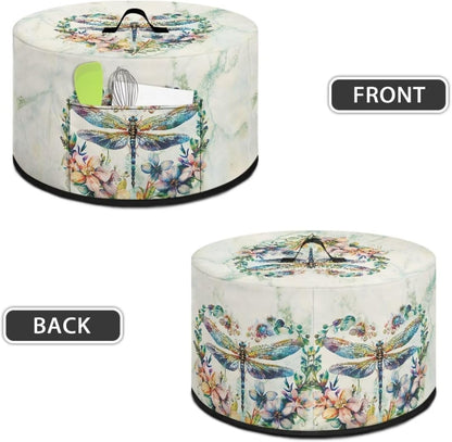 Dragonfly Floral Slow Cooker Dust Cover, Washable Appliance Cover for 6, 7, 8 Quart Oval Crock Pot