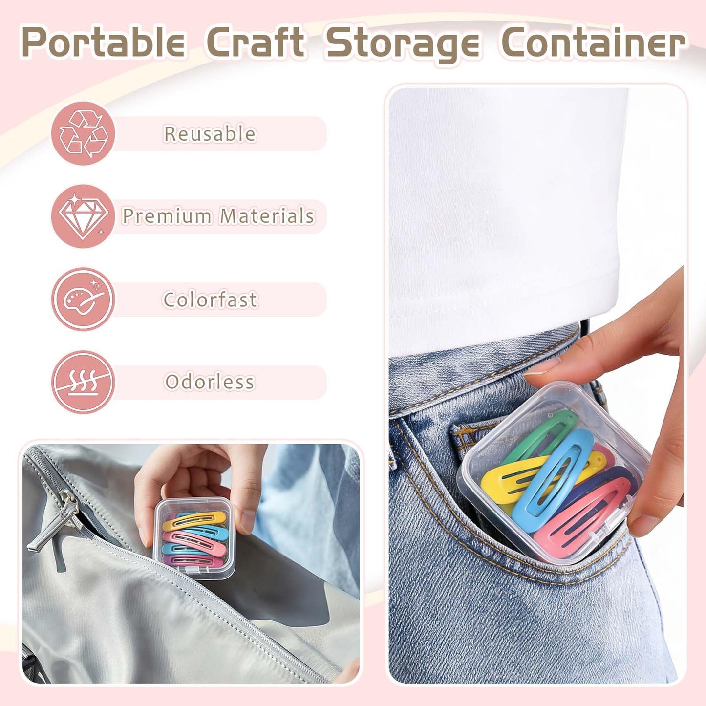 YUX-DTDSU 74 PCS Bead Organizer Box with Hinged Lid, Craft Storage Containers with 2Pcs Tweezers and Labels, Small Clear Plastic Diamond Painting Storage Case for Jewelry, Bracelet, Seed, DIY Crafts