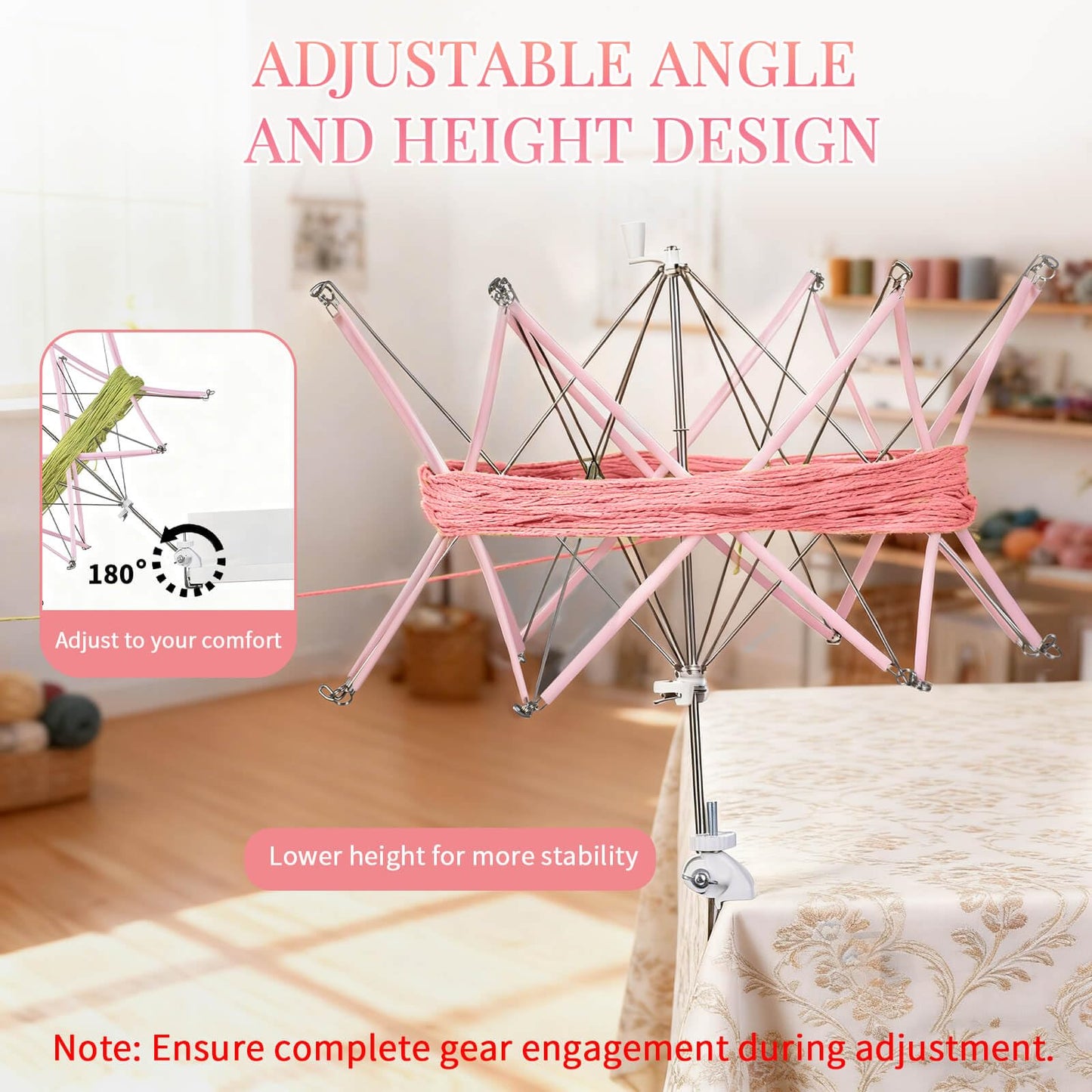 SPEENSUN Yarn Winder and Swift Combo, Efficient 3.5 OZ Yarn Cake Maker, Adjustable Angle/Height Yarn Swift Turn Loose Yarn into Tidy Skeins, Easy-to-Install Yarn Spinner for Yarns Below Size 5